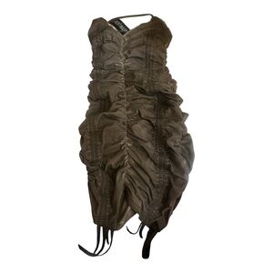 Dolls Kill Current Mood Asymmetrical body con ruched Brown Dress